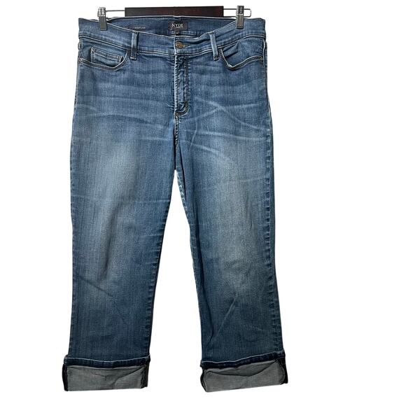 NYDJ Denim - NYDJ Jeans Women's Size 16 Blue Dayla Wide Cuff Crop Medium Wash Stretch Capri
